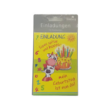 10 Einladungskarten Postkarten zum Geburtstag für Kinder Torte Kuh Kuchen 