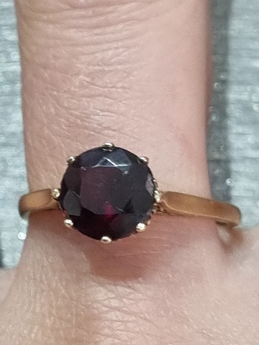 Solitär granat ring - solitär, 9