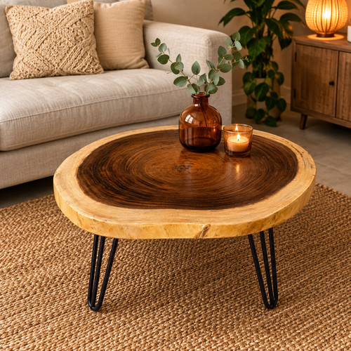 Couchtisch massivholz rund - rund, |