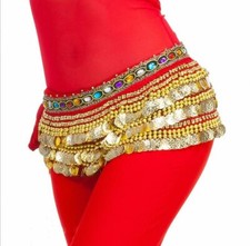 BAUCHTANZ MÜNZGÜRTEL HÜFTTUCH BELLY DANCE SCARF KARNEVAL TANZTUCH Münze Gürtel