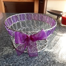Dekokorb Metallkorb Obstkorb Blumenkorb Korb Metall rund lila klein Aufbewahrung