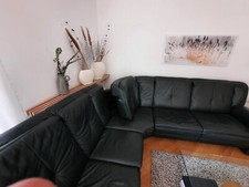 Ledercouch Wohnlandschaft Rundecke Sessel Hocker super Zustand
