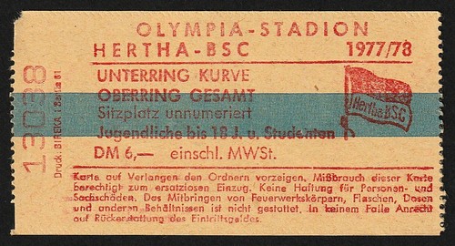 Ticket 1977 hertha - ticket, 1977/78