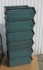 6x Lager Sichtbox Blech Box Metall Stapelbox Werkstatt Loft Vintage Markenware