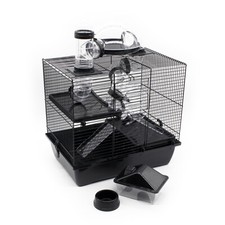 XL Nagerkäfig Rocky schwarz Tunnelsystem 42x29x50cm Hamsterkäfig Mäuse Käfig