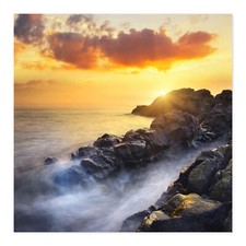 Postereck 2887 Poster Leinwand Sonnenuntergang, Meer Natur Landschaft Wellen