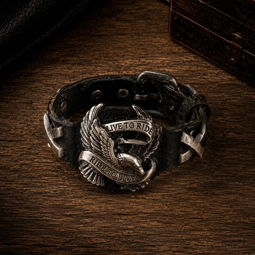 Biker motorrad lederarmband - motorrad,