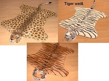 Tierfell mit Kopf Leopard, Tiger, Tiger weiss 110 x 180 cm Kunstfell Silvester