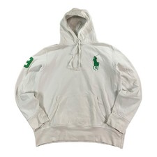 Polo Ralph Lauren Hoodie L Weiss Big Pony Grün Herren Sweater Kapuzenpullover