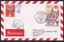 CSA  1968  "Milin - Ballonpost"  Praga`68  !!  -selten- mit VIGNETTE !!