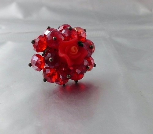 Glasperlen ring mit - ,