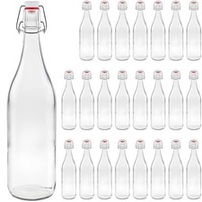 24 Glasflaschen 1 Liter Flasche Bügelflasche mit Bügelverschluß aus Porzellan