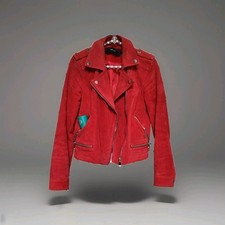 "VERO MODA" LEDERJACKE S/M ROT BIKER-STYLE+SCHULTERKLAPPEN