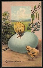 Künstler-AK Osterküken auf