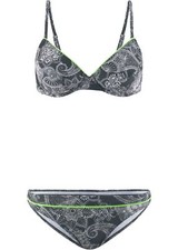 2-tlg Bügel Bikini Gr. 36 Cup 70 E Schwarz Weiß Badeanzug Schwimmanzug Set Neu