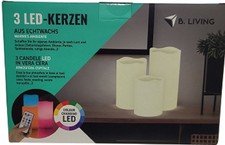 3-er Set Echtwachskerzen LED mit Farbwechsel und Timer Funktion Kerzen