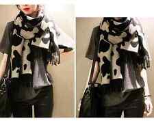 Winter Wolle Stola Animal Print Wärmer Quaste Damen Schals warm Häkeltücher 