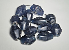 Strang antike facettierte Glasperlen 13 Jatim Beads  blau Java Indonesien 771