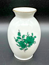 Vase Porzellan Augarten Wien Austria grüne Blumenmalerei Goldrand klein