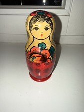 Russische MATROSCHKA Holzpuppen Handarbeit Vintage 3-teilig ca. 14 cm bemalt DDR