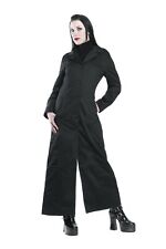 langer Damenmantel schwarz mit Knopfleiste Baumwolle