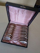 12 Kuchengabeln Auer Besteckfabrik, versilbert 90/18, DDR, 50er Jahre