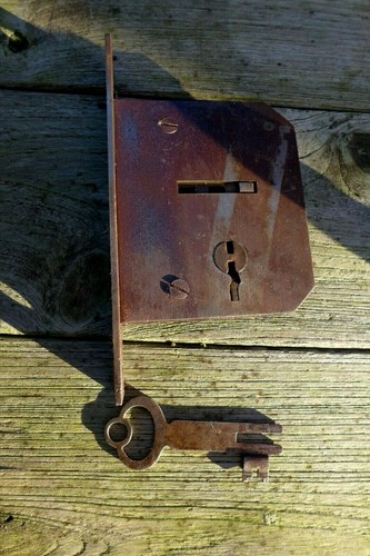 Vintage antik türschloss mit - vintage,