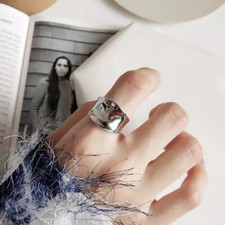 925 Silber Ring Damen – Breiter Verstellbarer Statement-Ring, Hochglanzpoliert