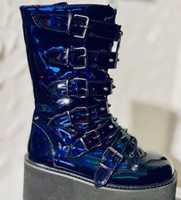 Orig. DEMONIA Gothic STIEFEL 41,5 Holo-Lackleder schwarz OVP Sonderpreis bis MO 