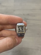 Y2k Vintage Uhren Ring Viereckig Silber Schwarz Herren Damne