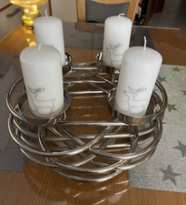 Schöner Fink Deko Kranz 4-flammig DUPLEX Aluminium vernickelt, B=34cm, H=12cm