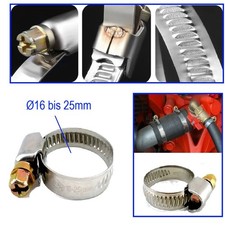 V2A Edelstahl Qualitäts Schlauchschelle 16 bis 25mm Schlauch Schelle 18 20 22mm