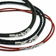 Lederband 925 Silber Karabinerverschluss Echtleder Kette  Halskette 2mm 3mm