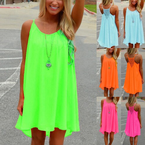 Damen chiffon hohl urlaubkleid - hohl,