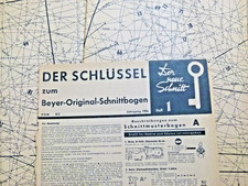 2 ori. Schnittmuster + Anleitung zu Modeheft Der Neue Schnitt von 1956 , Heft 1