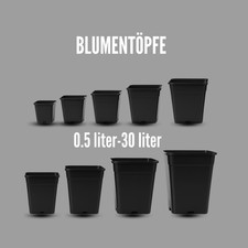 Blumentopf Kunststoff Schwarz – 0,5L bis 30L – Viereckige Pflanztöpfe für Garten