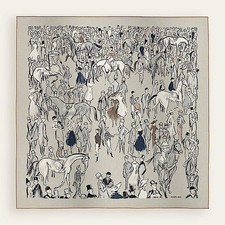 Hermes Schal Stola Paddock Grau Zinn Kaschmir Seide Auth Neu Carre 140