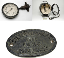 Fabrikschild, Thermometer, Loklampe, Stirnlampe Br. 50 Dampflok, Lokschild