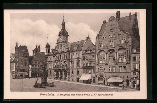 Pforzheim marktplatz mit - ak,