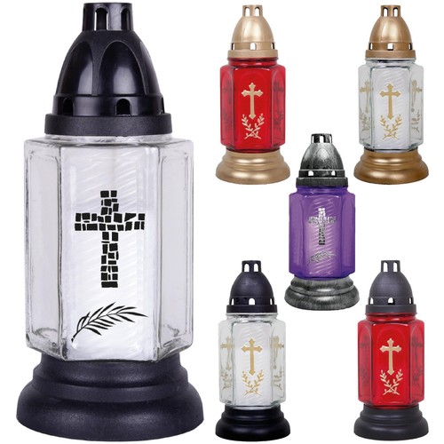 Grableuchte glas kreuz - glas, cm