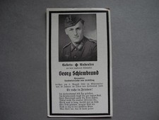Sterbebild 2. Weltkrieg Grenadier +1944 G. Schirmbrand Leiblfing