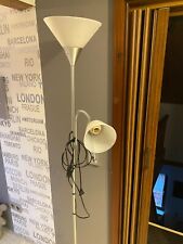 Standlampe - Deckenfluter mit Leselampe / gebraucht / silber-weiß / Höhe 180cm