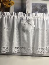 Scheibengardine mitHerz Lochstickerei Landhaus Bistro Gardine Shabby Vintage
