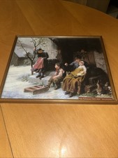 Kunstdruck von Felix Schlesinger, Winterfreuden, im Holzrahmen ( 31/25 cm),