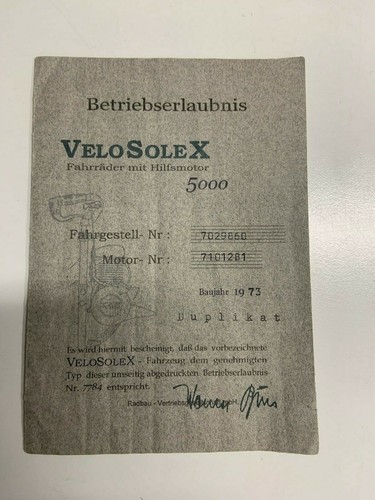 Velo solex betriebserlaubnis - solex,