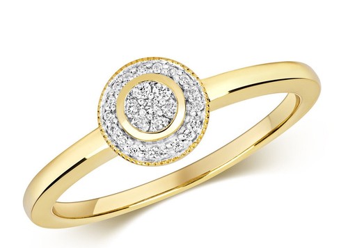 Gelbgold diamant halo - 9,