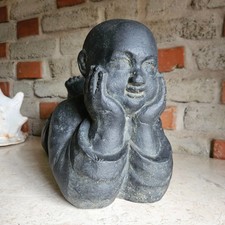  Buddha liegend  Indonesien Lavastein Skulptur Statue Feng Shui Garten Deko