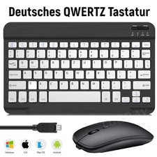 QWERTZ PC Computer Wireless Tastatur Maus Kabellos Bluetooth Wiederaufladbar Set