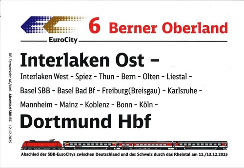 Zuglaufschild interlaken - zuglaufschild, ec