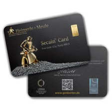 1 Goldbarren Heimerle+Meule Secain Card 0,5g 1/2g 999.9 Feingold 0,50 gramm LBMA